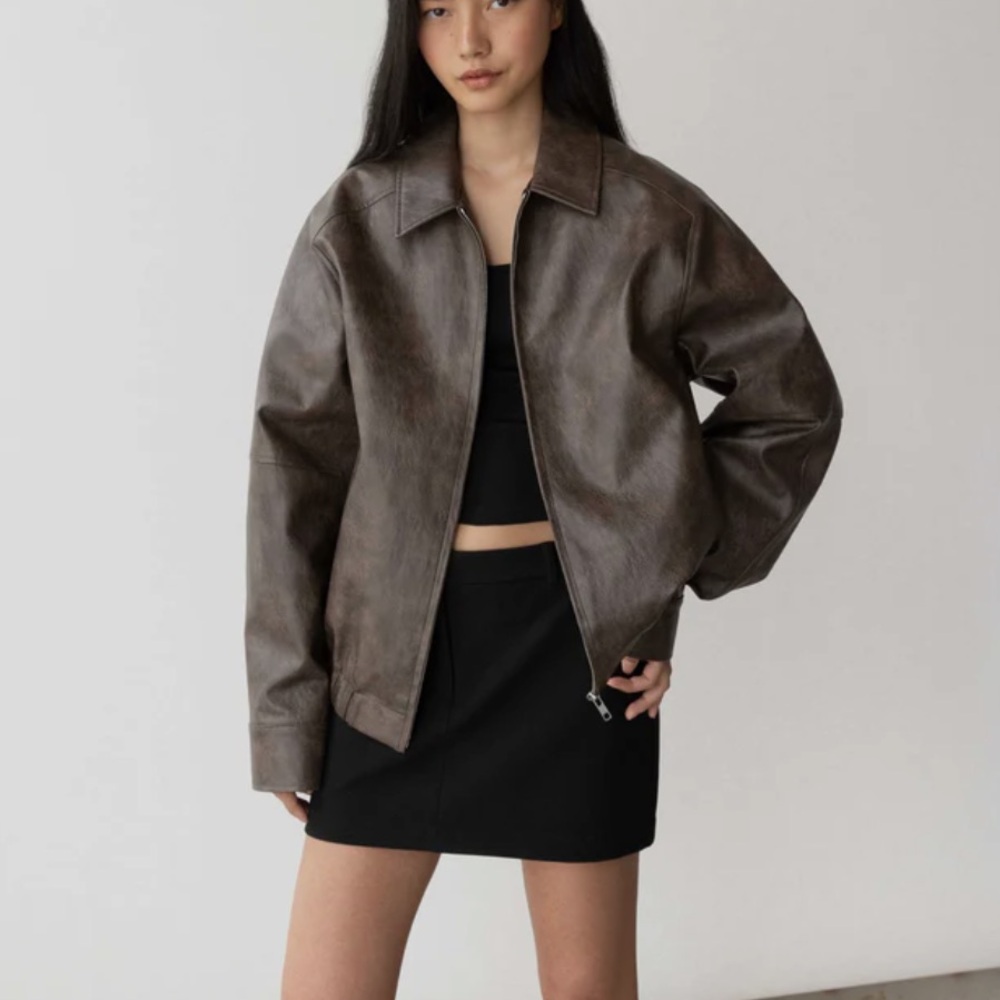 OAK + FORT Vegan leather bomber jacket